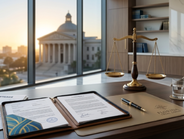Foreclosure Attorney Florida explaining Florida's judicial foreclosure process through legal documents and courthouse imagery